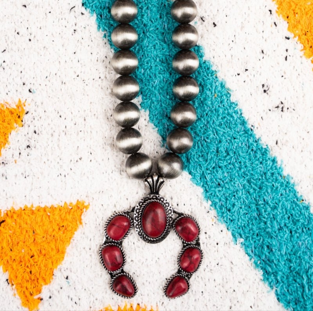 RED SHIREBROOK NAVAJO INSPIRED PEARL NECKLACE